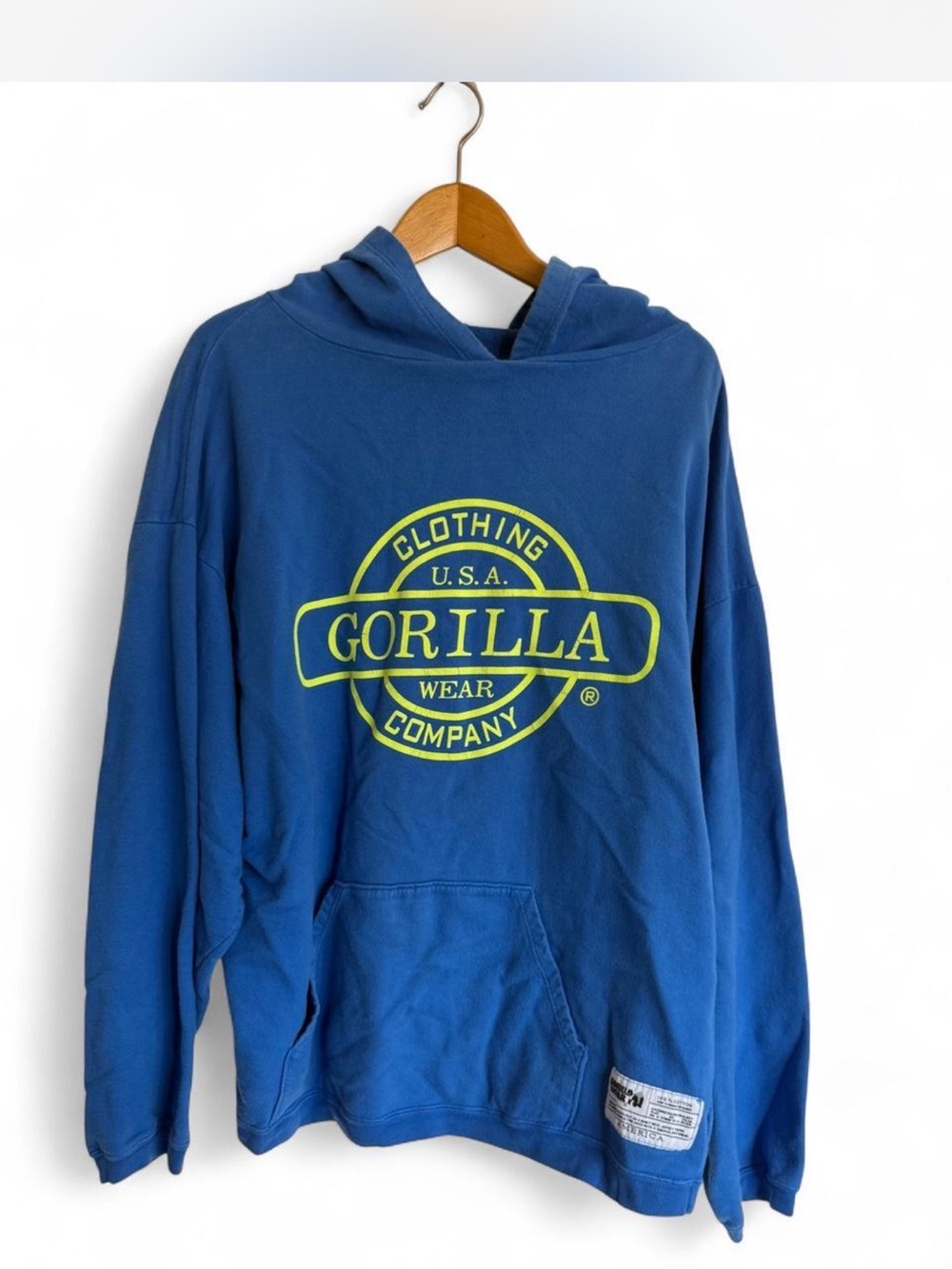 Vintage 90s Gorilla Wear Co. Graphic Hoodie Bodybuilder Oversized Sz L Gymcore
